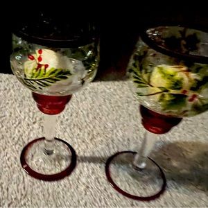 Holiday votive wine glass candle